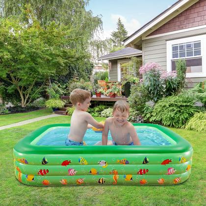 Imagem de Piscina Infantil Retangular 300 Litros P/ Crianças e Pets Em PVC Resistente