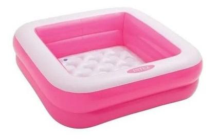 Imagem de Piscina Infantil Rosa Quadrada com fundo Inflável 57Litros