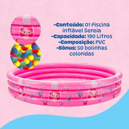 Imagem de Piscina Inflável 190L Estampas 3 Anéis + 50 Bolinhas Cores