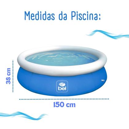 Imagem de Piscina Inflável 500 L (1,50 m x 38 cm) Azul Bel Fix