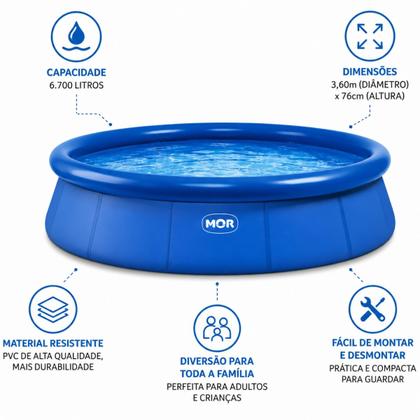 Imagem de Piscina Inflável 6700 Litros 3,60M X 76CM 001055 Mor