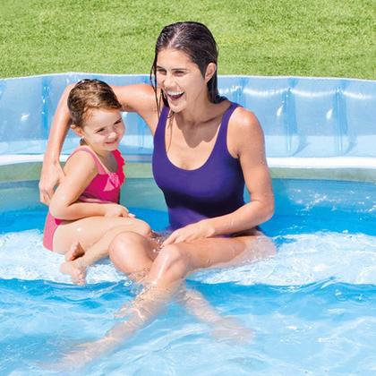 Piscina Inflavel Grande Familiar Lounge Pool 590L Azul Intex