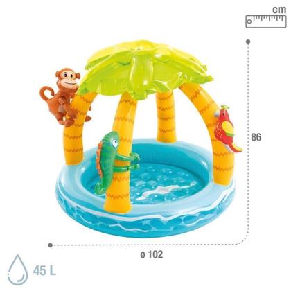 Imagem de Piscina Inflável Ilha Tropical Infantil Com Cobertura 45 Litros Intex