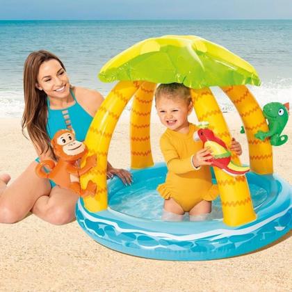 Imagem de Piscina Inflável Ilha Tropical Infantil Com Cobertura 45 Litros Intex