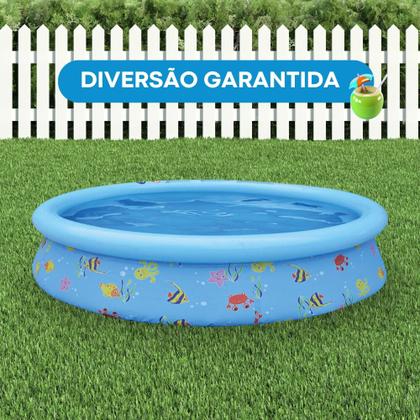 Imagem de Piscina Inflável Infantil 1.000 Litros Divertida PVC 1,68m x 51cm Azul c/ Kit Reparo BEL - 100033