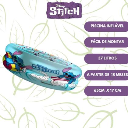 Imagem de Piscina Inflável Infantil 37 L - STITCH