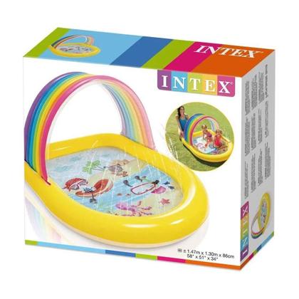 Imagem de Piscina Inflável Infantil Com Jatos Arco Iris 84 Litros Intex