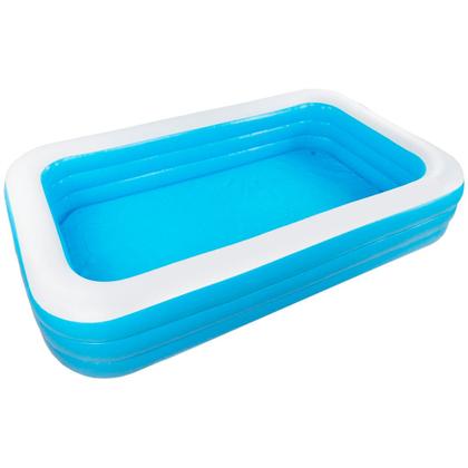 Imagem de Piscina Inflável Infantil Retangular 03 Anéis Azul Suplayer 180x140x60cm