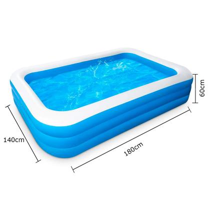 Imagem de Piscina Inflável Infantil Retangular 03 Anéis Azul Suplayer 180x140x60cm