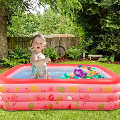 Imagem de Piscina Inflável Infantil Retangular 300 Litros P/ Crianças e Pets Em PVC Resistente