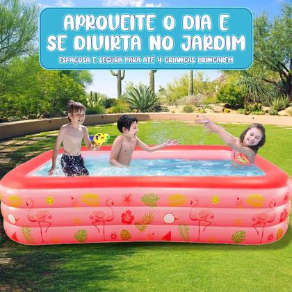 Imagem de Piscina Inflável Infantil Retangular 300 Litros P/ Crianças e Pets Em PVC Resistente