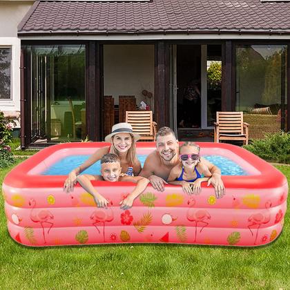 Imagem de Piscina Inflável Infantil Retangular 300 Litros P/ Crianças e Pets Em PVC Resistente