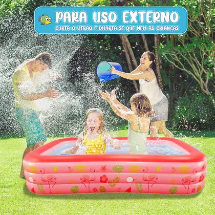 Imagem de Piscina Inflável Infantil Retangular 300 Litros P/ Crianças e Pets Em PVC Resistente