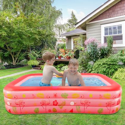 Imagem de Piscina Inflável Infantil Retangular 300 Litros P/ Crianças e Pets Em PVC Resistente