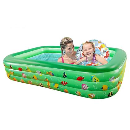 Imagem de Piscina Inflável Infantil Retangular 300 Litros P/ Crianças e Pets Em PVC Resistente