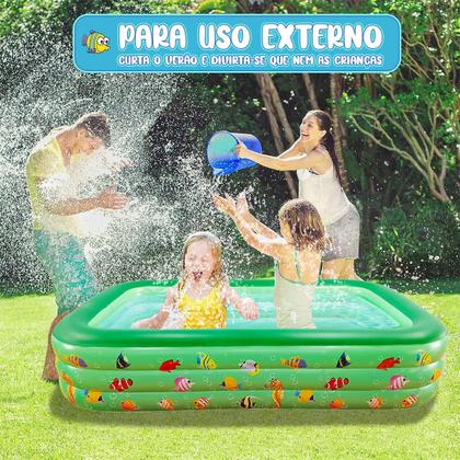 Imagem de Piscina Inflável Infantil Retangular 300 Litros P/ Crianças e Pets Em PVC Resistente