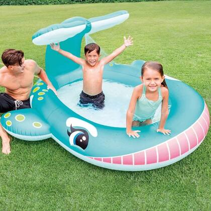 Imagem de Piscina Inflável infantil Spray Baleia Gigante 200 Litros Intex