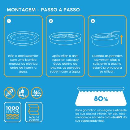 Imagem de Piscina Inflável Joy Set 1000L Circular 183cm com Bomba Forro VG Plus