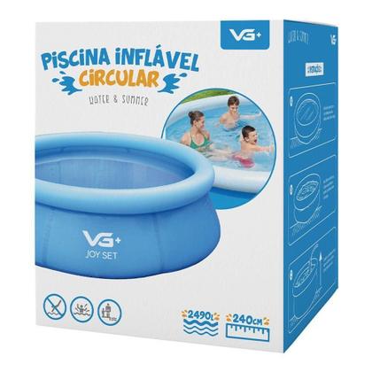 Imagem de Piscina Inflável Joy Set 2490 L Circular 240 Cm Com Capa Filtro Bomba Forro Kit Limpeza Vg Plus 220v