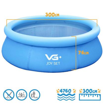 Imagem de Piscina Inflável Joy Set 4760 L Circular 300 cm com Capa Filtro Bomba Forro Kit Limpeza VG Plus