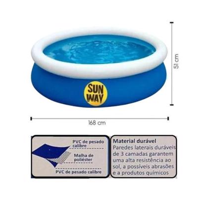 Imagem de Piscina Inflavel Redonda 1000 Litros Sun Way 168 X 51cm Infantil e Adulto