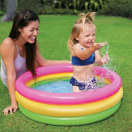 Imagem de Piscina Inflável Redonda Infantil Media 60L 3 Aneis Resistente