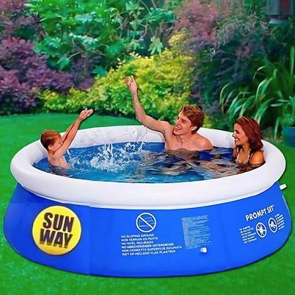 Imagem de Piscina Inflável Redonda Verão Calor 4760 Litros Azul Diversão Família Criança Água Com Borda