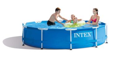 Imagem de Piscina Intex 5000 litros estrutural com Bomba Filtro 110v e Capa e Forro Kit de Limpeza e ESCADA