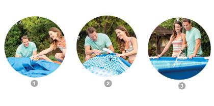 Imagem de Piscina Intex 5000 litros estrutural PRISM Cinza com Bomba Filtro 110v e CAPA