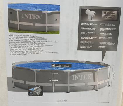Imagem de Piscina Intex 5000 litros estrutural PRISM Cinza com Bomba Filtro 110v e CAPA
