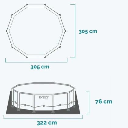 Imagem de Piscina Intex 7000 litros estrutural PRISM Cinza com Bomba Filtro 220v Capa Forro Kit de Limpeza e ESCADA