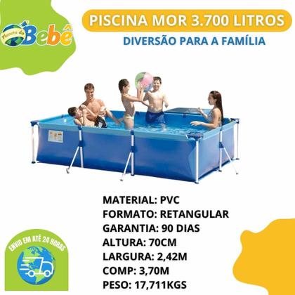 Imagem de Piscina Retangular Estrutural Premium PVC 3700 Litros - Mor