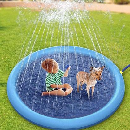 Imagem de Piscina Tapete Chafariz Inflavel Animais Criança Cachorro Pet Agua Infantil Divertida Verao Dias Quentes Sol Lazer Jardim Quintal Varanda Veraneio Are