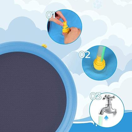 Imagem de Piscina Tapete Chafariz Inflavel Pet Cachorro Animais Criança Brincadeira Divertida Verao Sol Veraneio Dias Quentes Jardim Quintal Varanda Ar Livre L