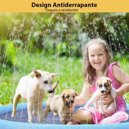 Imagem de Piscina Tapete Chafariz Inflavel Pet Cachorro Animais Criança Brincadeira Divertida Verao Sol Veraneio Dias Quentes Jardim Quintal Varanda Ar Livre L