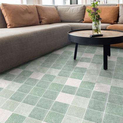Imagem de Piso Adesivo Vinilico Tons Verde Quadrado Lavavel Textura 500x60cm