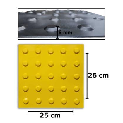Imagem de Piso Tátil Alerta Direcional 16pçs Pvc 25x25 Cores Total 1m²