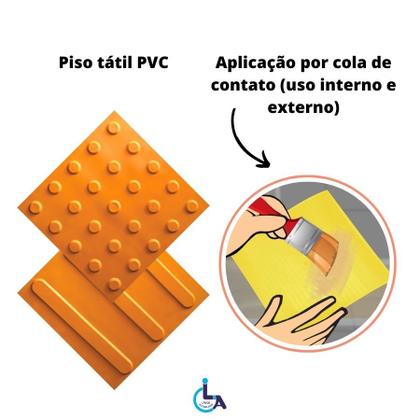 Imagem de Piso tátil direcional 25x25cm pvc kit 20pçs + 2 cola 750g