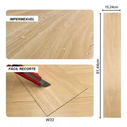 Imagem de Piso Vinílico Auto Colante Madeira Moderna Antiderrapante Lavável Régua 5m2