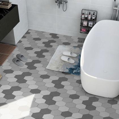 Imagem de Piso Vinilico Autoadesivo Hexagonal Cinza Texturizado 3M2