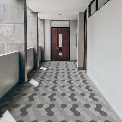 Imagem de Piso Vinilico Autoadesivo Hexagonal Cinza Texturizado 3M2