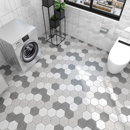 Imagem de Piso Vinilico Autoadesivo Hexagonal Cinza Texturizado 3M2