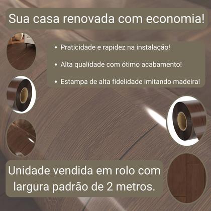 Imagem de Piso Vinílico Em Manta PVC 0,7mm 40m² Imita Madeira Brilhoso