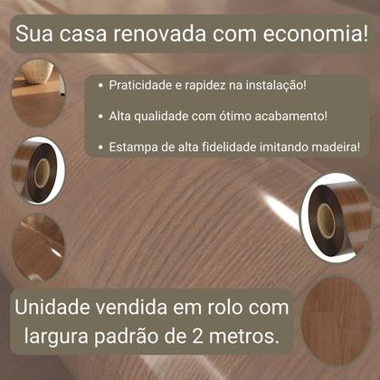 Imagem de Piso Vinílico Em Manta PVC 0,7mm Antiderrapante 10m² Imita Madeira Brilhoso