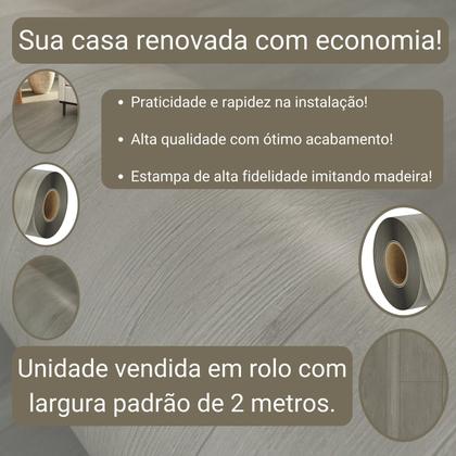 Imagem de Piso Vinílico Em Manta PVC 0,7mm Antiderrapante 12m² Imita Madeira Fosco
