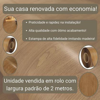 Imagem de Piso Vinílico Em Manta PVC 0,7mm Antiderrapante 12m² Imita Madeira Fosco
