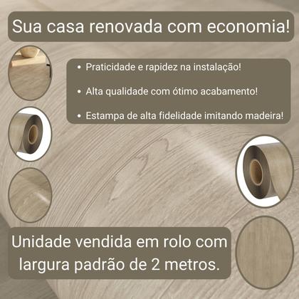 Imagem de Piso Vinílico Em Manta PVC 0,7mm Antiderrapante 12m² Imita Madeira Fosco