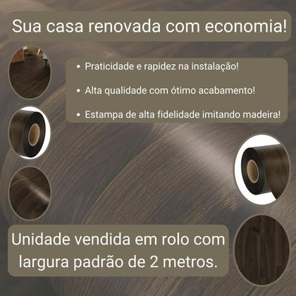 Imagem de Piso Vinílico Em Manta PVC 0,7mm Antiderrapante 18m² Imita Madeira Fosco