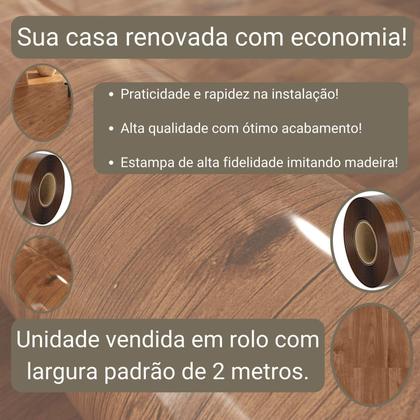 Imagem de Piso Vinílico Em Manta PVC 0,7mm Antiderrapante 24m² Imita Madeira Brilhoso