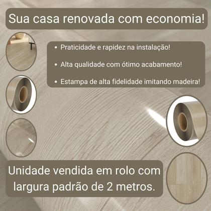 Imagem de Piso Vinílico Em Manta PVC 0,7mm Antiderrapante 24m² Imita Madeira Brilhoso